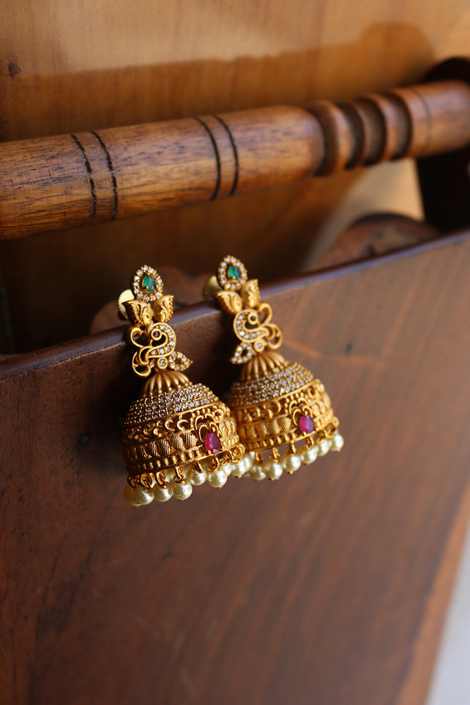Lightweight Jhumka Earrings Gold Design Jewellery New Fashion Online J22191