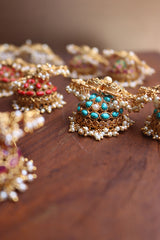 Dual Peacock Pearl Jhumkas (colors available)