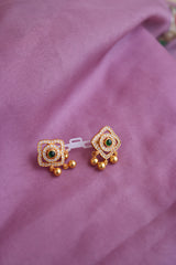 92.5 Silver Green Drop Studs