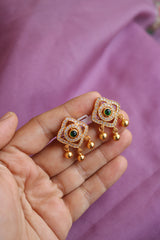92.5 Silver Green Drop Studs