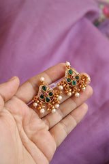 92.5 Silver Green Pearl Festive Studs