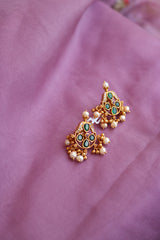 92.5 Silver Green Pearl Festive Studs