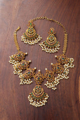 Ruby Green Guttapusalu Pendant set