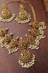 Ruby Green Guttapusalu Pendant set