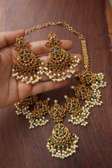 Ruby Green Guttapusalu Pendant set