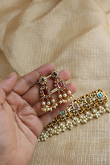 Navratna Rectangle Peacock Ornamental Choker Set