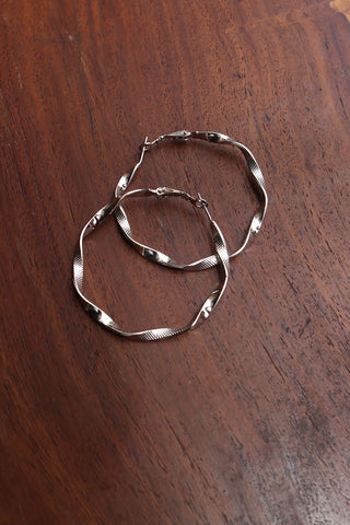 Silver Ribbon Hoops