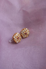 92.5 Silver Leaf Oval Ruby Studs