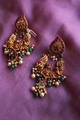 92.5 Silver Paisley Peacock Earrings
