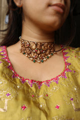 92.5 Silver Peacock Kundan Choker