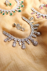 AD Tear Drop Silver Base Necklace