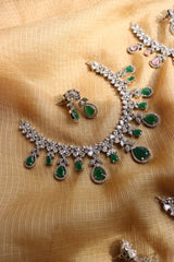 AD Tear Drop Silver Base Necklace