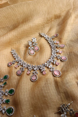 AD Tear Drop Silver Base Necklace
