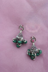 92.5 Silver Peacock Ruby Earrings