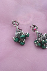 92.5 Silver Peacock Ruby Earrings