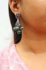 92.5 Silver Peacock Ruby Earrings