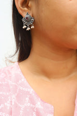 92.5 Silver Ruby Leaf Studs