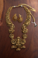Intricate Solid Peacock Lakshmi Mid Length set
