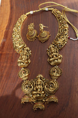 Intricate Solid Peacock Lakshmi Mid Length set
