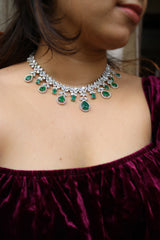 AD Tear Drop Silver Base Necklace