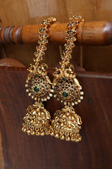 Ruby Green Peacock Maathal Jhumkas