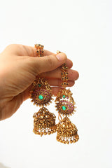 Ruby Green Peacock Maathal Jhumkas