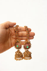 Ruby Green Peacock Maathal Jhumkas