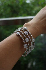 Silver AD Flower Dot Bangles