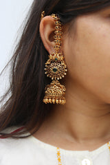 Ruby Green Peacock Maathal Jhumkas