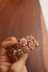 Set of 2 Ruby Green Flower Bangles