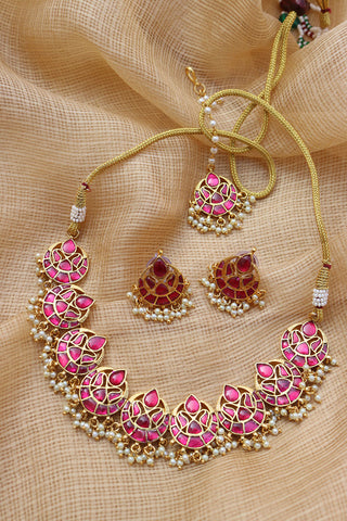 Ruby Kundan Chaand Set with Teeka