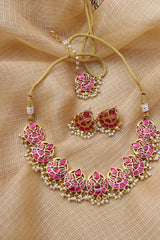 Ruby Kundan Chaand Set with Teeka