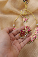 Ruby Kundan Chaand Set with Teeka