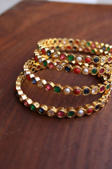 Navratna Circles Set of 4 Bangles