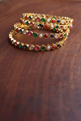 Navratna Circles Set of 4 Bangles