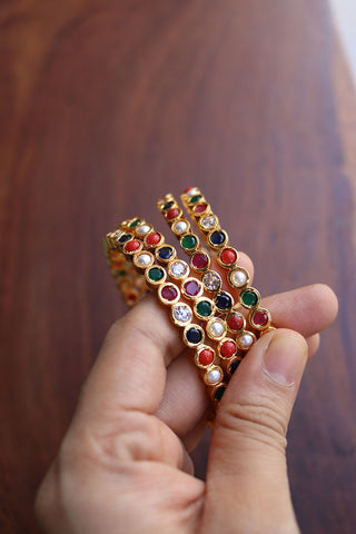 Navratna Circles Set of 4 Bangles