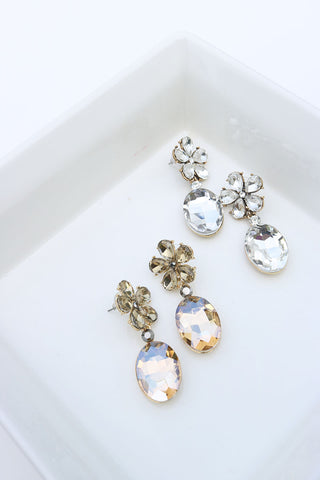 Stone Flower Drop Earrings