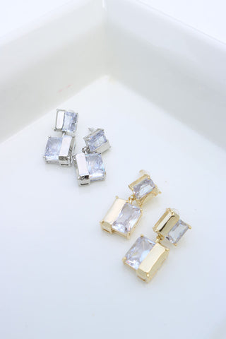 Box Crystal Drop Earrings