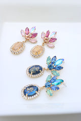 Leaf Gold Dust Stone Earrings