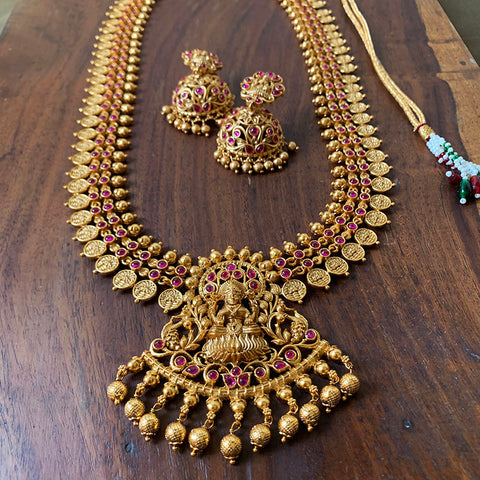 Mid Length Lakshmi Coin Necklace with Jhumkas