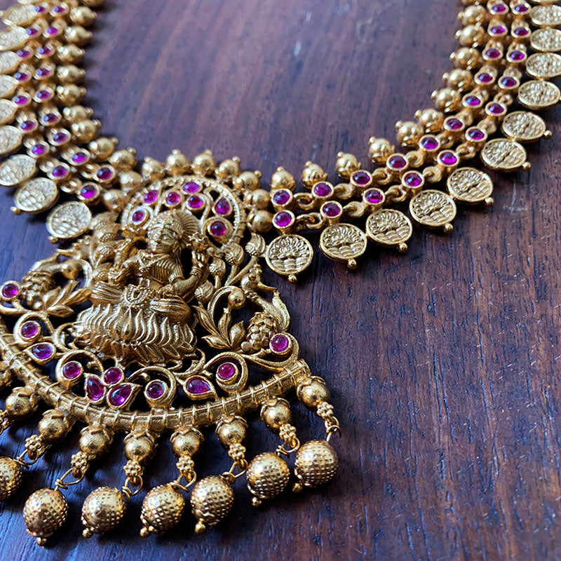 Mid Length Lakshmi Coin Necklace with Jhumkas zahana