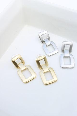 Matte Link Square Earrings