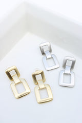 Matte Link Square Earrings