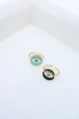 Evil Eye Enamel Finger Ring