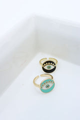 Evil Eye Enamel Finger Ring