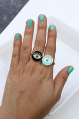 Evil Eye Enamel Finger Ring