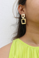 Matte Link Square Earrings