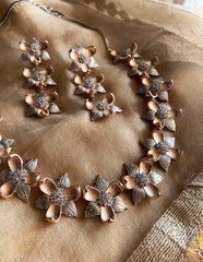 Rosegold Silver Flower Necklace