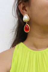 Big Pearl Sunset Drop Earrings
