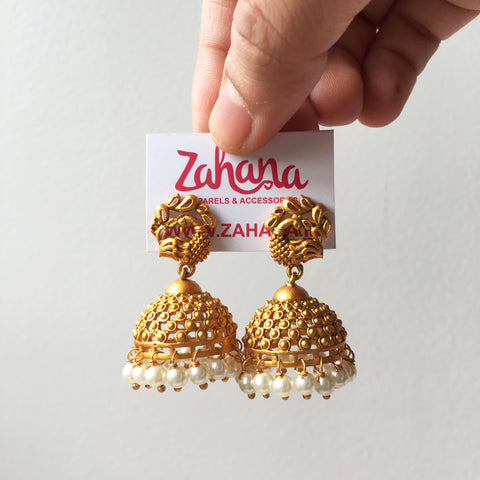 Peacock Matte Dots Jhumka